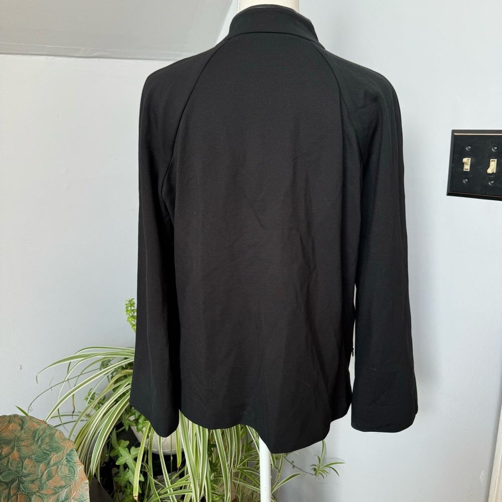 Carlisle Black Leather Mixed Media Jacket w/‎ Mandarin Collar size 8 - Picture 3 of 7
